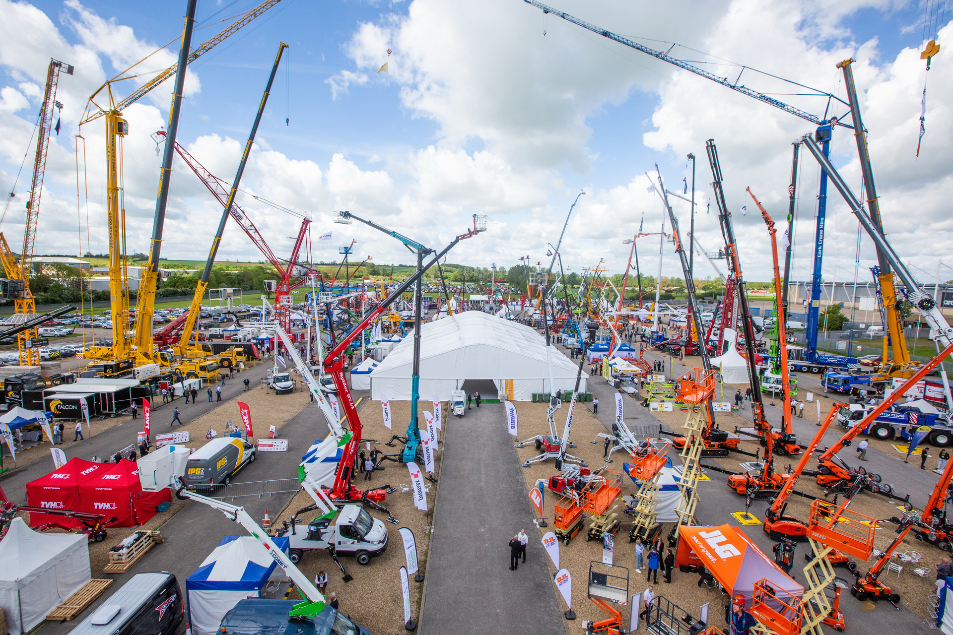 Aerial view of plant and access equipment show